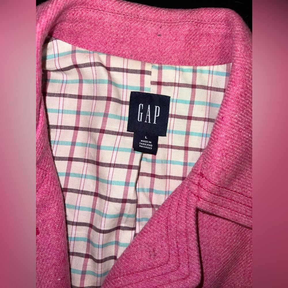 Gap Pink Button Down Blazer Jacket Size Large Euc - image 4